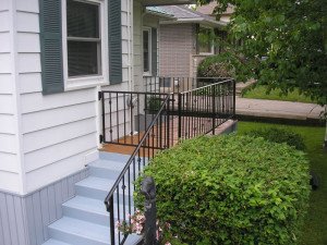 Porch railing with pet gate