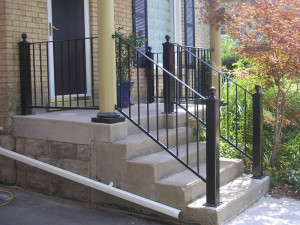 custom fabricated railing with ball caps