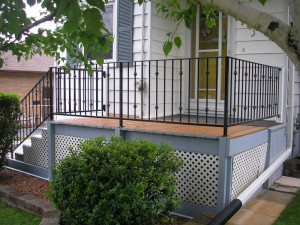 Porch railing with pet gate